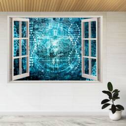 Genetic Research, Biotech Science 3D Window View Wall Sticker Poster Decal A959