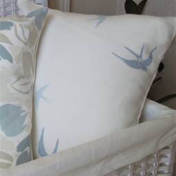 Laura Ashley Birds Cushion Seaspray Blue, Handmade With Zip Closure, 16 - thumbnail 2