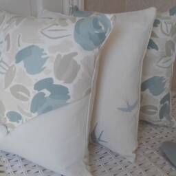 Laura Ashley Birds Cushion Seaspray Blue, Handmade With Zip Closure, 16 - thumbnail 4