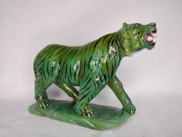 Jade Tiger Statue, Gemstone Animals, Carved Stone Animal Figurines, Tiger Figurine, Stone Animals - thumbnail 1