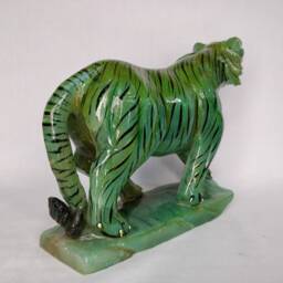 Jade Tiger Statue, Gemstone Animals, Carved Stone Animal Figurines, Tiger Figurine, Stone Animals - thumbnail 3