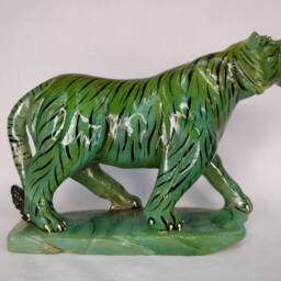 Jade Tiger Statue, Gemstone Animals, Carved Stone Animal Figurines, Tiger Figurine, Stone Animals - thumbnail 2
