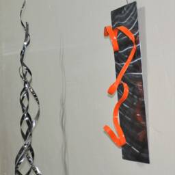 Metal Art - Abstract Art Home Decor Metal Contemporary Wall Sculpture in Wall Mural, Orange - thumbnail 2