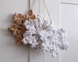 Cotton Snowflake Christmas Ornaments - Set Of 3