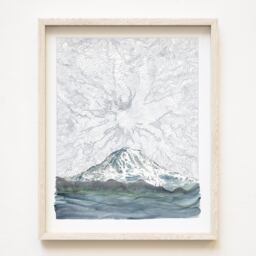 Tahoma Mount Rainier Washington Hand Drawn Topographic Map Drawing & Mountain Painting - Art Print Trail Hiker Pnw Adventurer - thumbnail 1