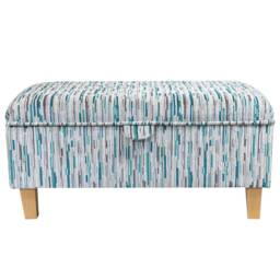 Luxe Striped Teal Storage Ottoman - Funky Furniture Handmade in Britain - thumbnail 3