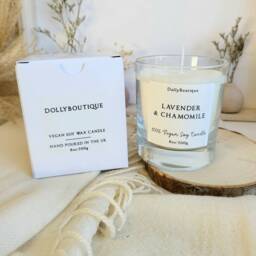 Lavender & Chamomile Candle Vegan Soy Wax Cruelty Free Birthday Gift Christmas 8Oz Scented - thumbnail 2