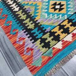 Colourful Runner Rug, Handmade Artisan Afghan Turkish, Scandinavian, Navajo, Bohemian, Flatweave, Natural Wool Kilim Rug 292x78 cm - thumbnail 3