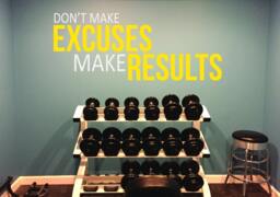 Inspirational Wall Decal, Don't Make Excuses Results Gym Quote Fitness Decal - thumbnail 1