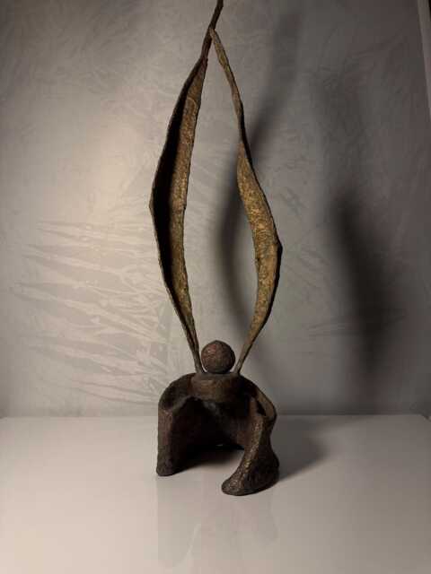 Ascension Ii - Tall Biomorphic Sculpture Faux Bronze Paper Pulp Art One-Of-A-Kind - image 1