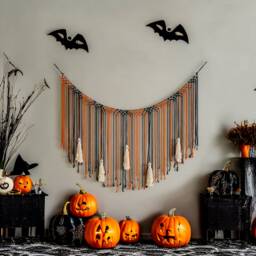 Ghost Garland, Halloween Wall Decor, Spooky Decoration, Macrame, Witchy Gifts, Goth Tapestry, Ghosts, Macrame Home Decor W93 - thumbnail 4