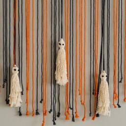 Ghost Garland, Halloween Wall Decor, Spooky Decoration, Macrame, Witchy Gifts, Goth Tapestry, Ghosts, Macrame Home Decor W93 - thumbnail 3