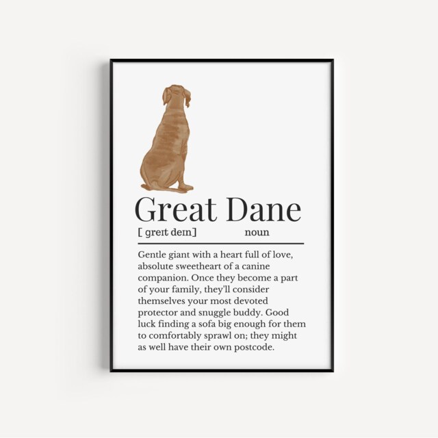 Great Dane Definition Print, Wall Print For Owner, Dog Owner Gift, Mum - image 1