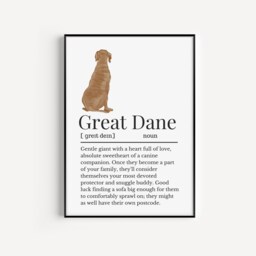 Great Dane Definition Print, Wall Print For Owner, Dog Owner Gift, Mum - thumbnail 1