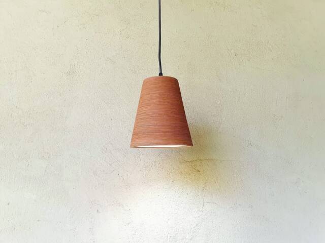 Handmade Terra Cotta Pendant Light Carved Ceramic Lampshade - image 1