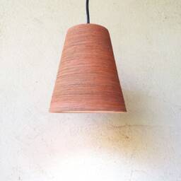Handmade Terra Cotta Pendant Light Carved Ceramic Lampshade - thumbnail 2