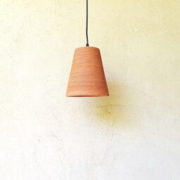Handmade Terra Cotta Pendant Light Carved Ceramic Lampshade - thumbnail 3
