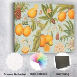 Vintage Tropical Citrus Fruit Botanical Pattern Canvas Wall Art Print Decor Picture Ready To Hang - thumbnail 2