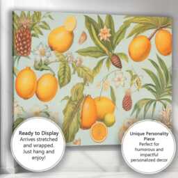 Vintage Tropical Citrus Fruit Botanical Pattern Canvas Wall Art Print Decor Picture Ready To Hang - thumbnail 3