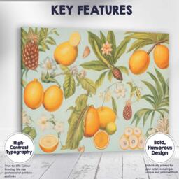 Vintage Tropical Citrus Fruit Botanical Pattern Canvas Wall Art Print Decor Picture Ready To Hang - thumbnail 1