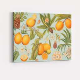 Vintage Tropical Citrus Fruit Botanical Pattern Canvas Wall Art Print Decor Picture Ready To Hang - thumbnail 4