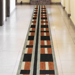 Black & Gray Cotton Area Rug, Handmade Kilim, Geometric Runner - thumbnail 2