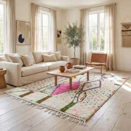 Custom Boujad Rug Authentic Handwoven Moroccan Wool Carpet - thumbnail 2