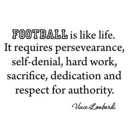 Vwaq Football Is Like Life. It Requires Persevearance, Self-Denial, Hard Work, Sacrifice... Vince Lombardi Wall Decal Vwaq-K1557 - thumbnail 2