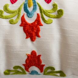 Embroidered Medallion Lumbar Pillow Cover - Pink Turquoise Gold Lime - thumbnail 3