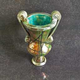 Mini Raku Krater Vase - Antique Greek-style Vessel With Spiraled Handles Handcrafted & Unique Customizable Color - thumbnail 2