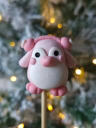 Pink Penguin With Ear Muffs, Keychain, Charm, Plant Pot Accessory, Figurine, Sculpture, Trinket, Handmade Clay Gift - thumbnail 1