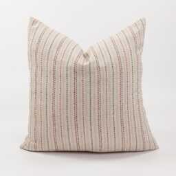 striped Dotted Linen Cotton Throw Pillow Cover, Farmhouse Cushion - thumbnail 1