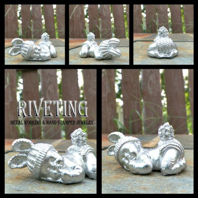 Hand Cast Pewter Baby As Bunny