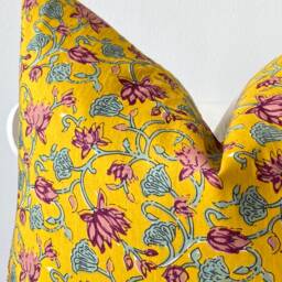 Indian Block Print Pillow Cover , Cotton Voile Hand Mede - thumbnail 2