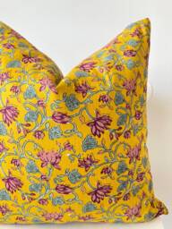 Indian Block Print Pillow Cover , Cotton Voile Hand Mede - thumbnail 1