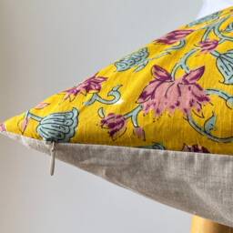 Indian Block Print Pillow Cover , Cotton Voile Hand Mede - thumbnail 3
