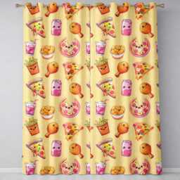 Cute French Fries Seamless Pattern Yellow Background Readymade Eyelet Ring Top Thermal 100% Blackout Curtains - thumbnail 2