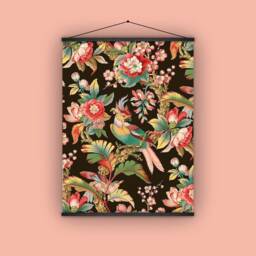Wallpaper, French, Antique, Vintage, Parrot, Bird, Exotic, Gift For Her, Floral, Pattern, Botanical, Wall Hanging - thumbnail 1