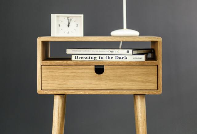 Mid-Century Bedside Table/Nightstand in Solid American Oak With A Drawer & Shelf - image 1