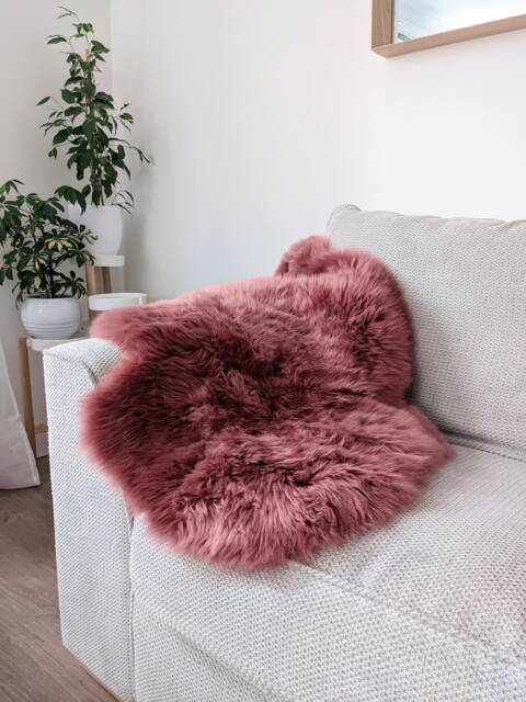 Marsala Plum Colour Luxury Silky Soft Genuine Sheepskin Rug - image 1