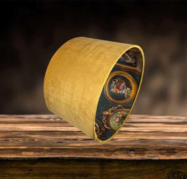 Velvet Quirky Animal Lampshade For Ceiling & Table Lamps - Fox, Cat, Tiger, & Dogs in Victorian Clothing - image 1