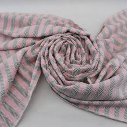 "Light Pink & Gray Striped Towel, Turkish Towel, Bohemian Towel, Sauna Towel, Handmade Towel, 38""x63" - thumbnail 4