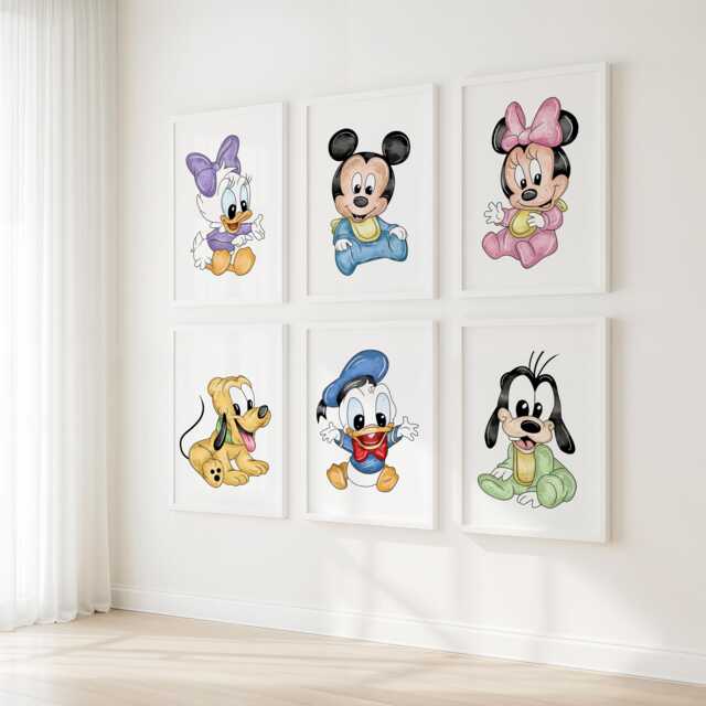 Baby Mouse & Friends Nursery Wall Art, Set Of 6 - Printed Or Framed - image 1