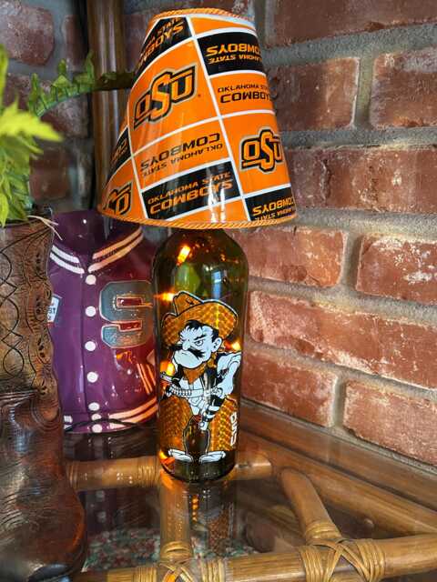 Osu - Oklahoma State University Repurposed Wine Bottle Lamp - image 1