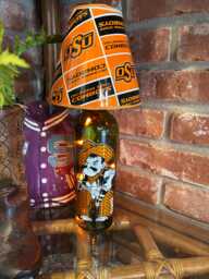 Osu - Oklahoma State University Repurposed Wine Bottle Lamp