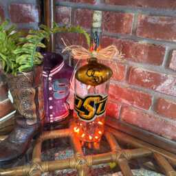 Osu - Oklahoma State University Repurposed Wine Bottle Lamp - thumbnail 4