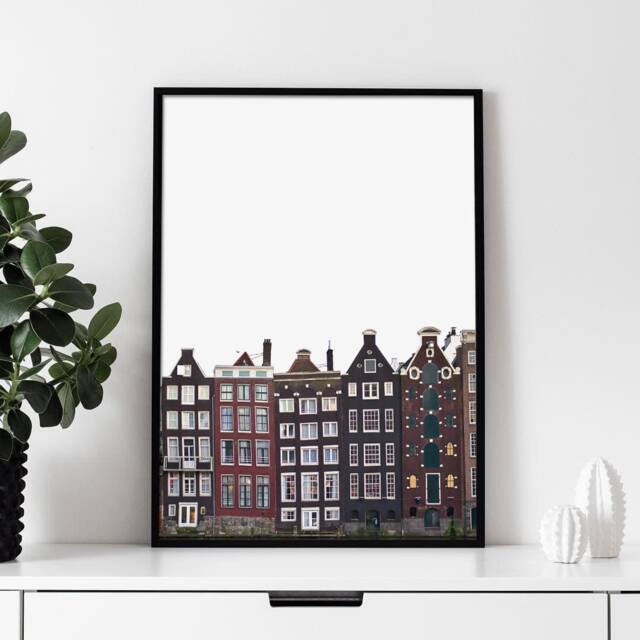 Dancing Houses in Amsterdam - Travel Poster, Minimalistic Printed Poster On High Quality Photopaper 250G. Any Size You Need 50x70 61x91 A3 - image 1