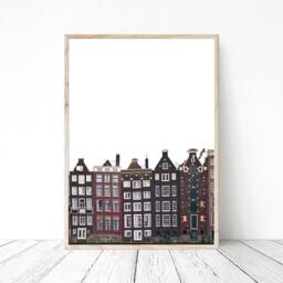 Dancing Houses in Amsterdam - Travel Poster, Minimalistic Printed Poster On High Quality Photopaper 250G. Any Size You Need 50x70 61x91 A3 - thumbnail 2