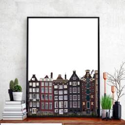 Dancing Houses in Amsterdam - Travel Poster, Minimalistic Printed Poster On High Quality Photopaper 250G. Any Size You Need 50x70 61x91 A3 - thumbnail 3