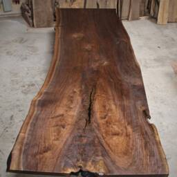 Claro Walnut Live Edge Dining Table - Conference Handmade Steel Base - thumbnail 2